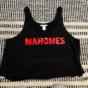 Black Tank Top with Red 'MAHOMES' Print